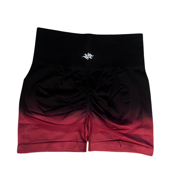 Red Ombré Scrunch Shorts