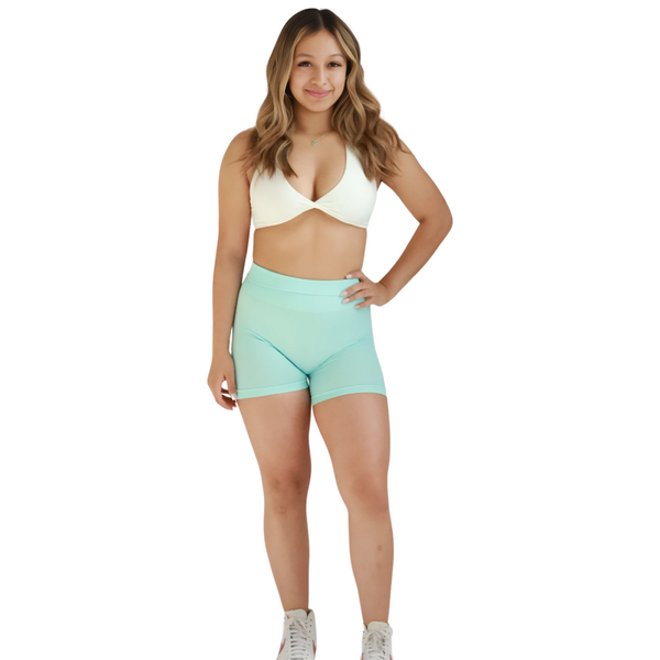 Aqua Blue Scrunch Shorts